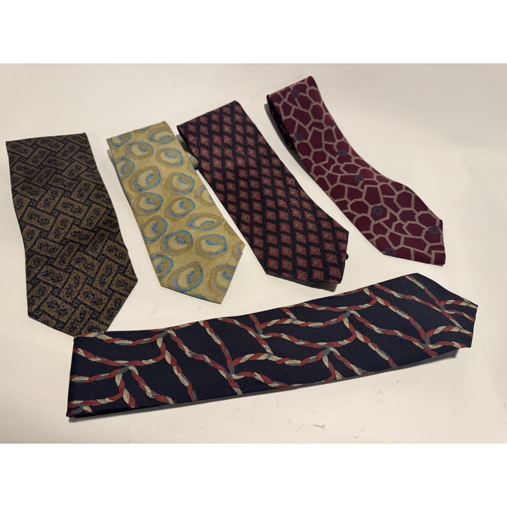 Giorgio Armani Men's Woven Silk Tie Lot Of  5 Multicolor Mixed Patterns